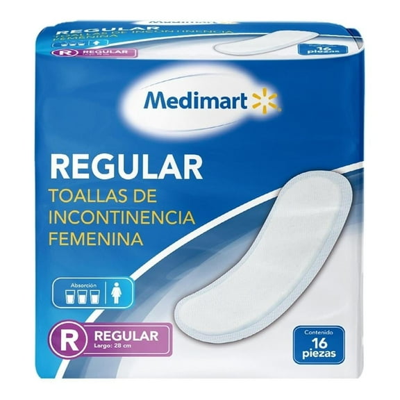 Toallas de incontinencia Medimart femenina regular 16 pzas