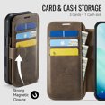 thumbnail image 5 of Dteck Magnetic Wallet Case for iPhone 16, Shockproof Leather+TPU Card Slots RFID Blocking Case Compatible with Mag Safe Kickstand Flip Cover , Brown, 5 of 7