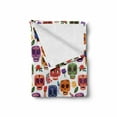 thumbnail image 2 of Day of the Dead Soft Flannel Fleece Throw Blanket, Artwork Wooden Scary Cartoon Funny Details Print, Cozy Plush for Indoor and Outdoor Use, 50" x 70", Multicolor, by Ambesonne, 2 of 6
