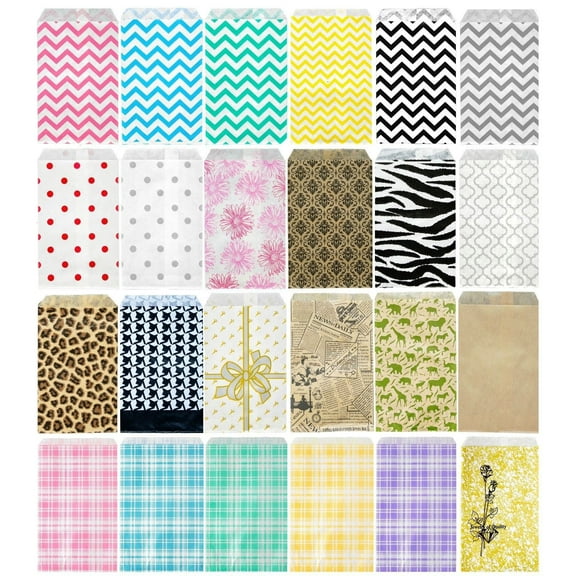 Novel Box Lot of 100 Flat Paper Merchandise / Party / Goodie / Treat Bags