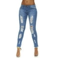 thumbnail image 2 of V.I.P.JEANS Femmes Ourlet Effiloché Ajusté Usé Déchiré Juniors Plus, 2 of 7