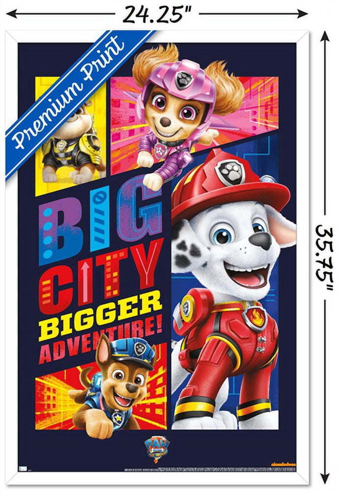 Nickelodeon Paw Patrol Movie - Big City Wall Poster, 22.375" x 34", Framed