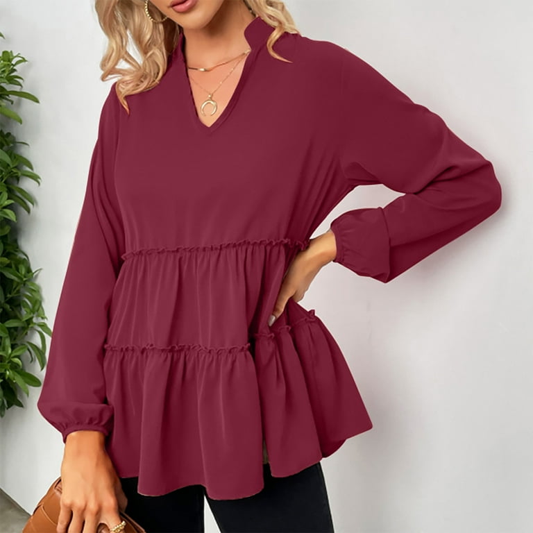 Long Sleeve Peplum Tops