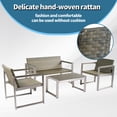 thumbnail image 3 of PORKISS Outdoor Patio Furniture Set, Aluminum and Rattan 4 Piece Sofa Seating Group with Cushion and Table, Modern Conversation Set for Garden, Pool, Gray/Silver, 3 of 10