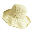 thumbnail image 2 of Cheers.US Women Girls Wide Brim Straw Hat Foldable Roll up Sunshade Packable Solid Color Sun Hat Cap for Summer, 2 of 7