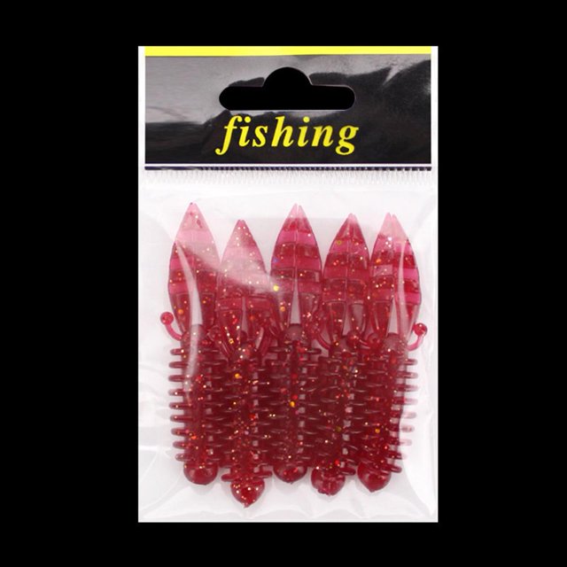 5 señuelos de pesca de camarón de imitación 5,5 cm 1,5 g cebo artificial de dos colas (3) Likrtyny Para estrenar
