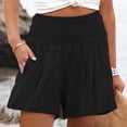 thumbnail image 3 of Pantalones cortos de verano para mujer, pantalones cortos fruncidos con cintura elástica y bolsillo para correr y Fitness, 3 of 6