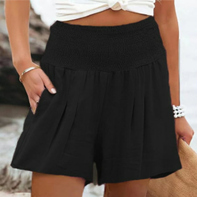 Pantalones Cortos De Entrenamiento, Casuales, Transpirables, De Poliéster Fruncido, Con Bolsillo Suave, Cintura Elástica Para Yoga, Correr Para Mujeres ANGGREK No
