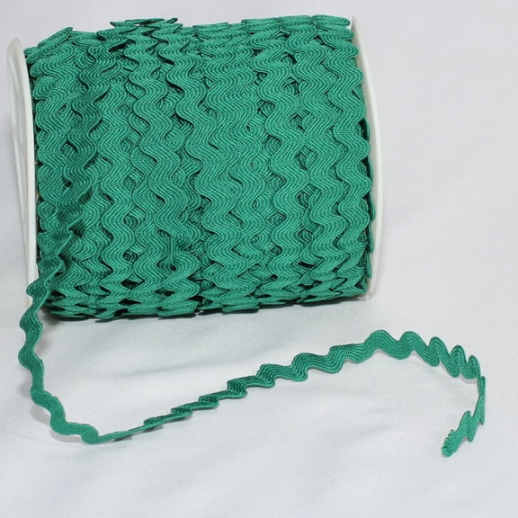 The Ribbon People Green Woven Edge Ric Rac Christmas Craft Ribbon 0.25" x 55 Yards
