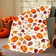 thumbnail image 2 of Fall Pumpkin Blanket 40"x30" Cream White Autumn Colored Print Thanksgiving Throw Blanket Lightweight Warm Soft Blanket Farmhouse Seasonal Decor for Home Living Room Sofa Couch Bed, 2 of 6