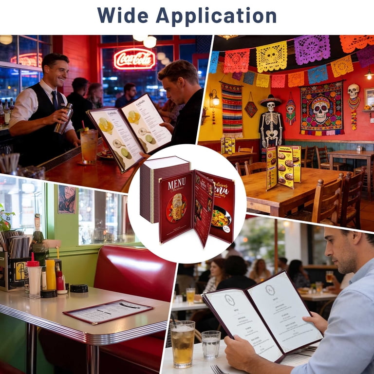 Wechef 30pcs 8.5x14in Menu Cover Trifold 6 View 3 Page Restaurant