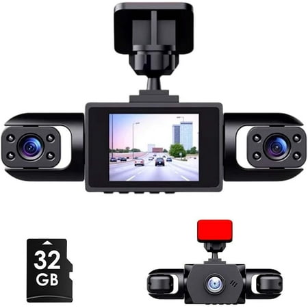 Full View 360° Car Dashcam System – Dual Lens Dash Cam with 3/4 Cameras, 1080P Front & Rear Night Vision, G-Sensor, Parking Monitor, Loop Recording, Includes 32GB SD Card