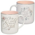 thumbnail image 4 of Christian Art Gifts Ceramic Coffee Mug for Women: It is Well with My Soul - Inspirational Song and Hymn, Light Floral Pink and White, 14 oz., 4 of 4