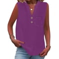 thumbnail image 2 of Cotton Linen Tank Tops for Women Button Down Sleeveless Shirt Gauze Breathable Blouses, S, 2 of 6