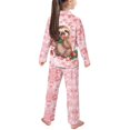 thumbnail image 2 of Yuyamidu Cute Sloth Button Pajamas for Girls 13-14T Strawberry Sleepwear Pants & Pullover Tops for Vacation Walking 2 PCS Comfy Long Sleeve Loungewear Set with Pockets, Pink, 2 of 7