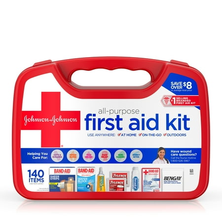 Johnson & Johnson All-Purpose Portable Compact First Aid Kit - 140pc