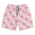 thumbnail image 3 of Uemuo Cute Flamingo with Heart Pattern Men's Swim Trunks Hawaiian Beach Bathing Suit Swimsuits Beach Quick-Dry Shorts with Pockets-, 3 of 9