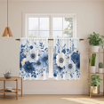 thumbnail image 3 of White Blue Floral Kitchen Curtains, Elegant Leaves Spring Flowers Light Filtering Window Curtain Panels, 2Pcs Rod Pocket Window Treatments Set for RV Dining Room Study Room 42x54 Inches, 3 of 9