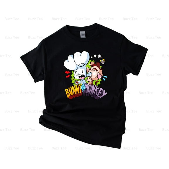 Bunny vs Monkey Funny Cartoon World Book Day Story Graphic V41399 New Unisex T-Shirt, up to 5XL