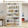 thumbnail image 3 of Homfa 73'' Tall Bookcase, 6-Tier 8 Cubes Display Bookshelf, 4 Doors Double Row Bookcase for Living Room Home Office, White, 3 of 7