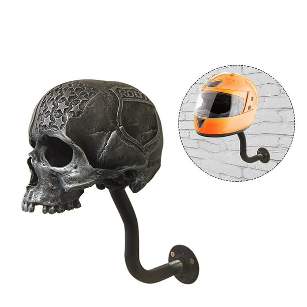 Crâne Porte-casque de moto Tête de mort avec cintre pour veste motard