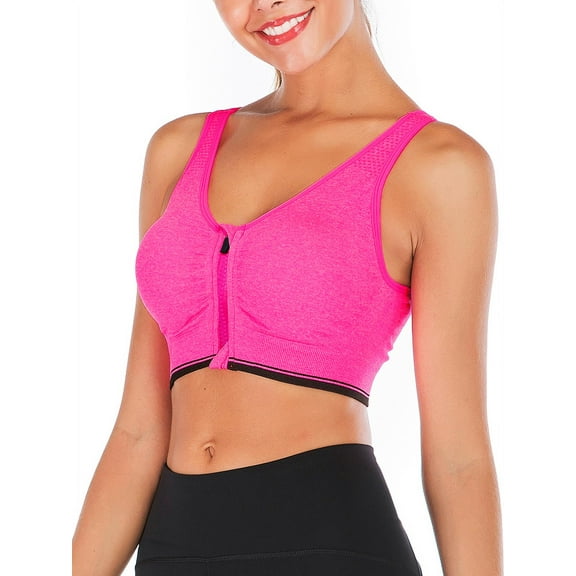 YouLoveIt Women Sports Bra Front Zipper Yoga Bras Padded Stretch Fitness Tops Workout Gym Activewear Yoga Bra for Gym Running Workout Fitness