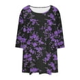thumbnail image 7 of successthop Floral Blouses for Women Plus Size 3/4 Sleeve Tunic Top Crewneck Curved Hem Shirt Print Tops Loungewear, 7 of 7