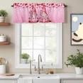 thumbnail image 2 of Valentine's Day Valances for Windows, Sweet Gnome Couple Pink Love Heart Rose Floral Gradient Pink Valance Window Treatment Rod Pocket Short Curtains Valances for Kitchen Bathroom 54"W x 18"L, 2 of 9