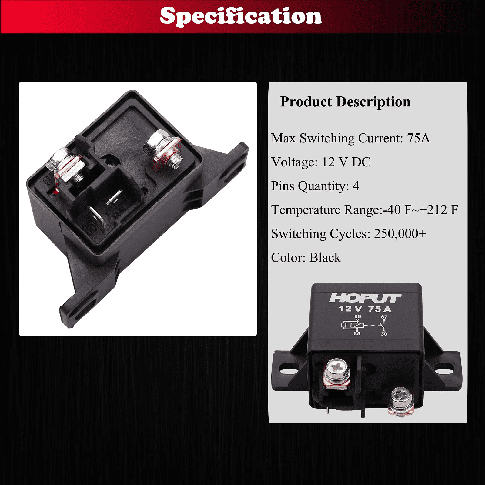HOPUT 12 V 75 A 0332002168 Normal Open Power Relays V23232-d0001-x001 (Pack of 1)