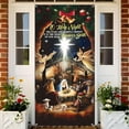thumbnail image 6 of Christmas Door Cover Decoration Ball Wreath Pattern Background Front Hanging Door Covers for Home Holiday Christmas Decorations 70.87×35.43Inch Multicolor, 6 of 6