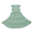 thumbnail image 3 of Fozruso Cute Casual Dresses Ruffle Sleeves Summer Dress Ruffle Neck Chiffon Dress Plain Children's Dress Elegant A Line Party Dress Kids Festive Dress With Belt 5 13 Years Sizes 6-7 Years, 3 of 5