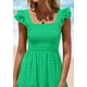 thumbnail image 5 of Vestido largo PRETTYGARDEN para mujer, cuello cuadrado, verde fruncido, 5 of 9