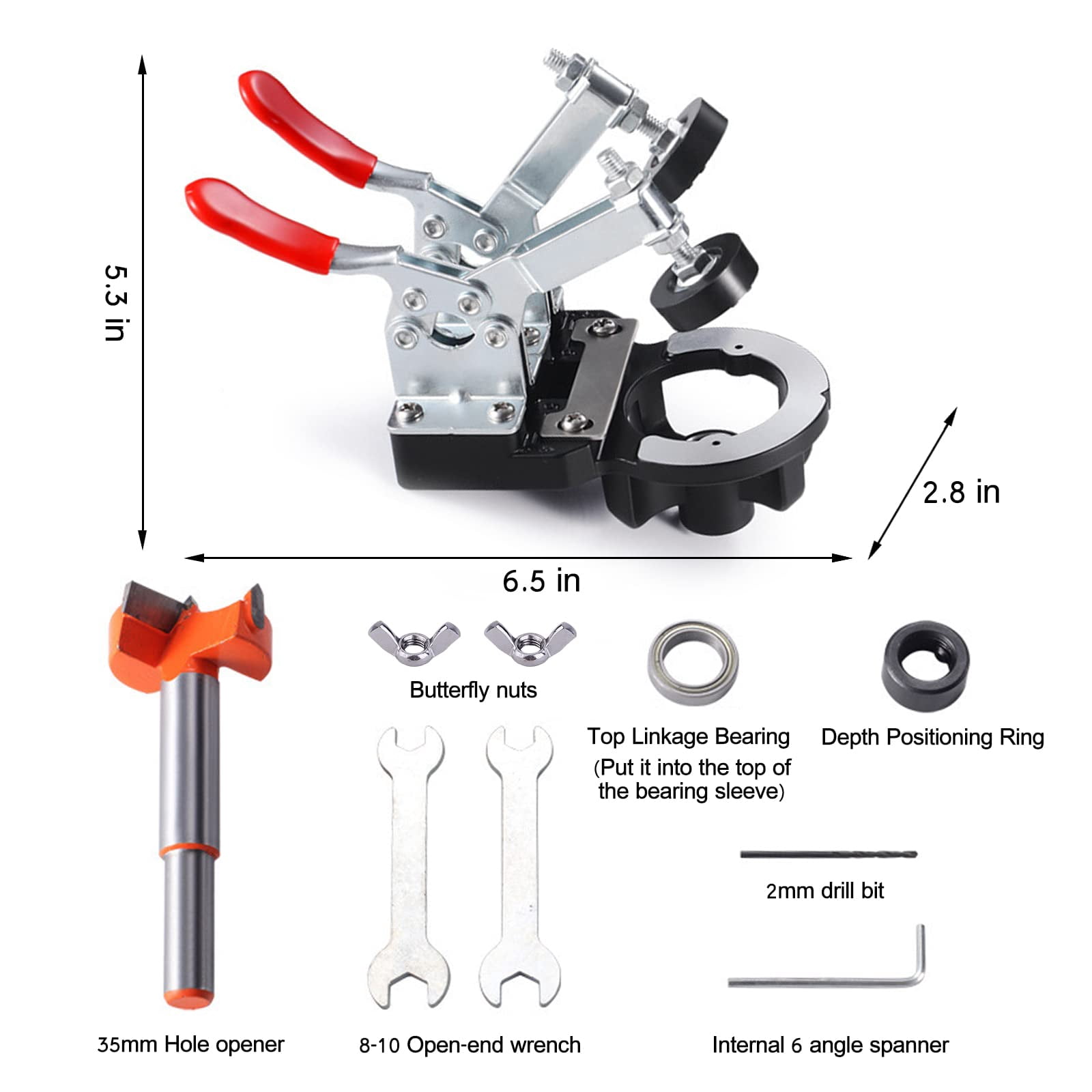 35mm Concealed Door Hinge  Accurate Locking Cabinet Aluminum Alloy Diy Pocket Hole Jig 2 Retaining Clips Adjustable Quick Punch Hardware