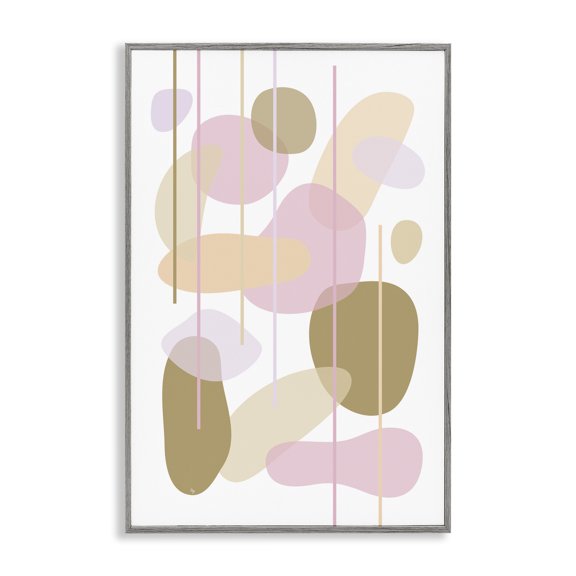 Stupell Industries Oblong Opaque Shapes Abstract Painting Gray Framed Art Print Wall Art, 20 x 30