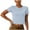 Blue, variant on Womens Round Neck Quick Dry Yoga Shirt Short Sleeve Sports Top Fitness Workout Clothes 2025 Casual Comfort Stretchy Breathable