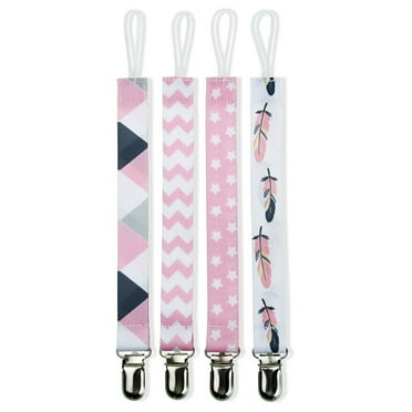 BESTSKY 4 Pcs Pacifier Clip,Anti-Drop Design Pacifier Clips Baby Girl,Secure Attachment Easy Carry Pacifier Holder,Style1