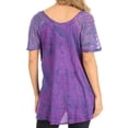 thumbnail image 2 of Sakkas Petra Women's Casual Loose Flared Corset Short Sleeve Lace Blouse Top Tunic - 2207-Purple - One Size, 2 of 5