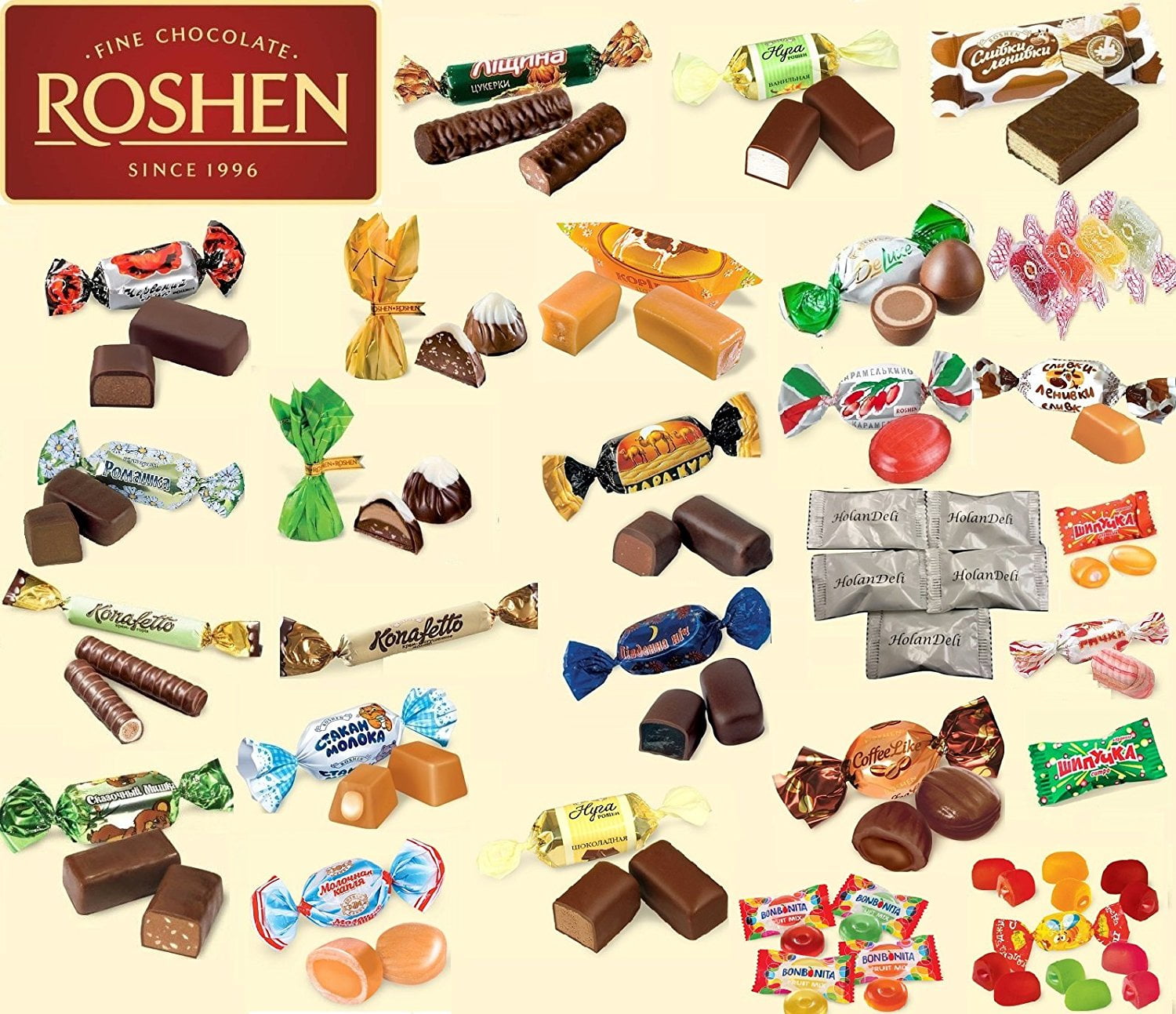 4PCS Ukrainian Candy Sweets ROSHEN Milk Chocolate Bars with Coconut &  Almonds