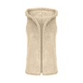 thumbnail image 5 of Women's Mid-Length Sleeveless Vest, Double Sided Plush Fleece Jacket, Hooded Soft Outerwear, Solid Color Casual Wear, Diagonal Embossed Design, Autumn Winter Layering Piece Beige L, 5 of 5