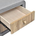 thumbnail image 6 of Upholstered Wooden Nightstand with 2 Drawers, Bedside Table Storage Cabinet with Handles and Rubber Wood Legs, 6 of 8