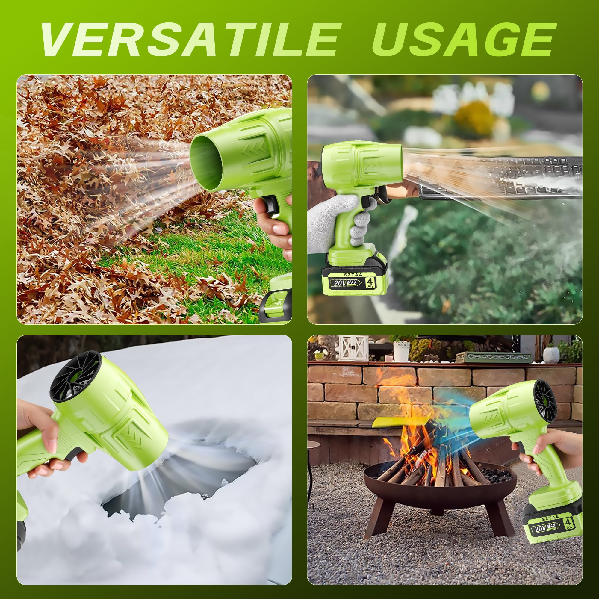 Power Cordless Leaf Blower 20V，1 Battery Handheld for Yard, Lawn, Driveway & Snow,260 Cfm/76 mph Air Speed & 29000 RPM,Variable Speed, Lightweight