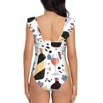 thumbnail image 5 of Goofa Wine Bottles Glasses Print Women's Ruffled One Piece Swimsuit V Neck, 5 of 7