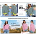 thumbnail image 4 of BTFBM Sweatshirt For Women Summer Crewneck Long Sleeve Oversized Striped Pullover Tops Y2K Clothes Workout Shirt, 4 of 10
