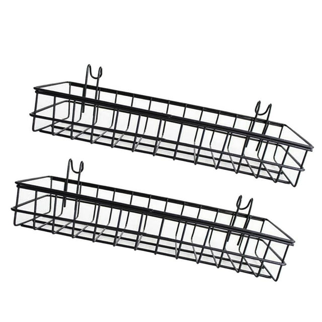 2 MOUNTED MESH WIRE BASKET, HANGING TRAY 40X10CM