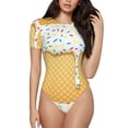 thumbnail image 1 of Fotbe White Ice Cream Body de Mujer con Cuello Redondo y Mangas Cortas, Sin Mangas Ajustado, Suave, Cómodo y Básico-Large, 1 of 7