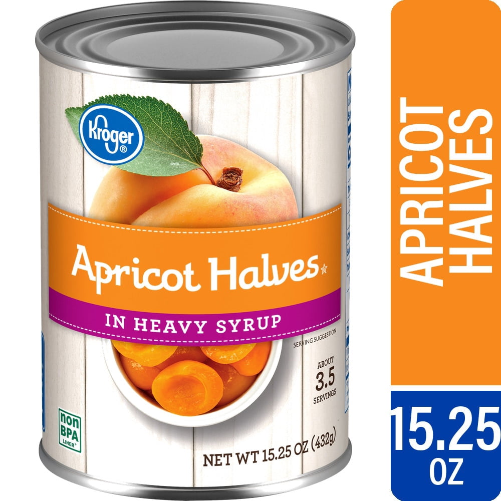 Kroger Canned Apricot Halves in Heavy Syrup 15.25 oz - 5 Pack