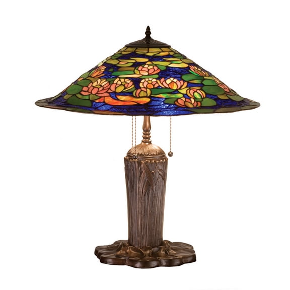 Meyda Tiffany - 32300 - Three Light Table Lamp - Tiffany Pond Lily - Vacr Pink-210pack