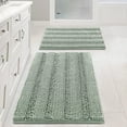 thumbnail image 2 of PrimeBeau Striped Chenille Bath Rugs Super Absorbent Non Skid Floor Mats Set of 2, Sage, 47 x 17 Plus 17 x 24 Inches, 2 of 5