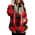 thumbnail image 4 of LYXSSBYX Womens Long Sleeve Dress Hot Sale Clearance Fall Winter Women Plush Hooded Plaid Printed Long Sleeve Hoodies Pullover Zipper Coats with Pocket Sweatshirts, 4 of 7