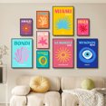 thumbnail image 2 of Póster de pared con impresiones de estilo bohemio maximalista, pintura en lienzo moderna con diseño de palmeras de Mykonos y Miami para decoración del hogar, 2 of 5